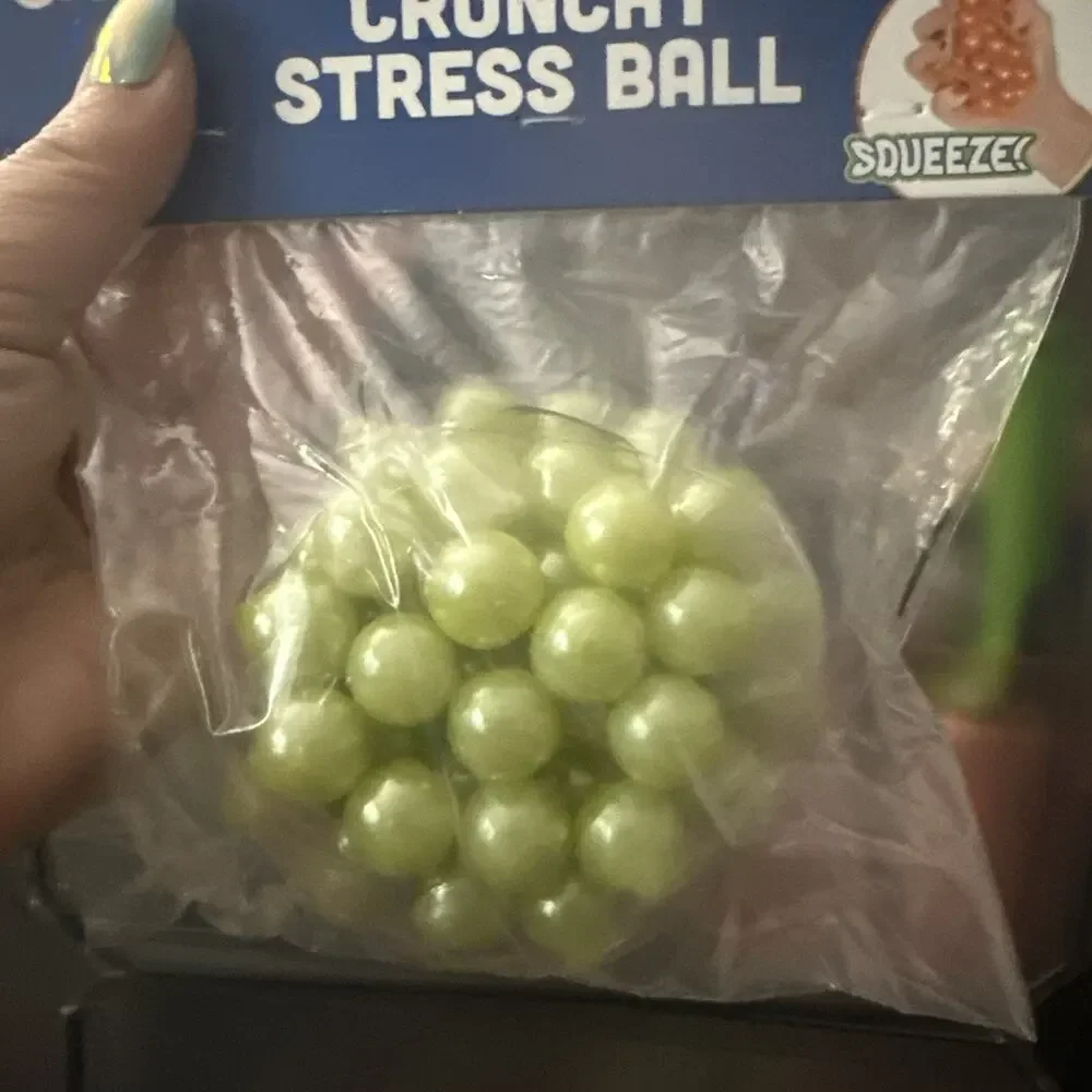 Crunchy Stress Squishy Ball Toymendous Squeeze Green Pearls Ball New